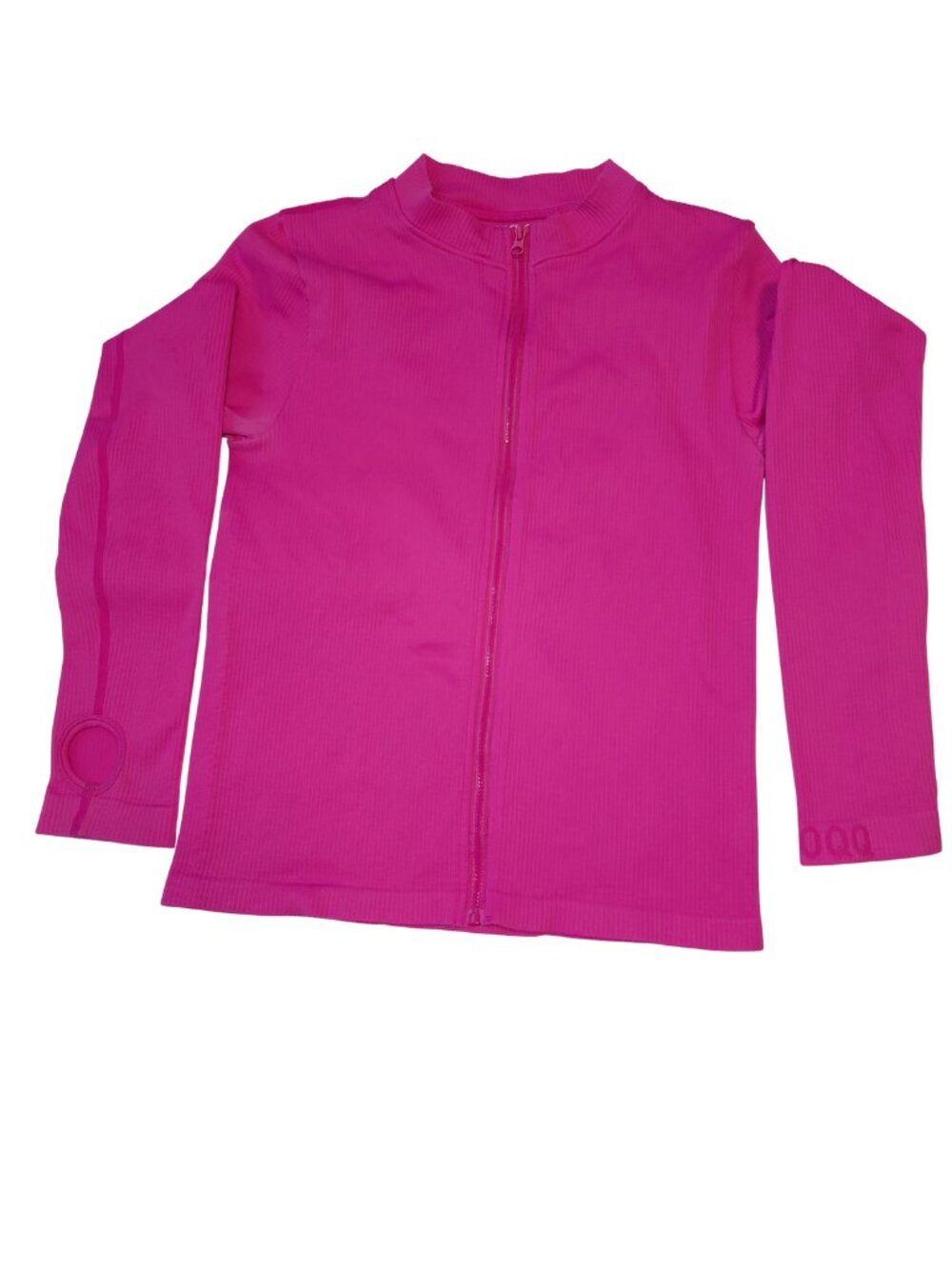 OQQ Ribbed Zip Up Hot Pink Ribbed Women's Jacket Size Medium - Picture 2 of 8